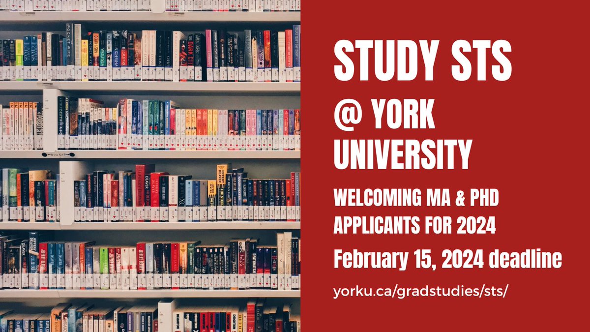 STS_YorkU's tweet photo. Interested in #YorkUniversity's #STS MA and PhD programs? Do you need information or have questions about your application or the programs? There will be two information and question and answer webinars on 8th Dec 2023 @ 2pm &amp; 26th Jan 26 2024 @ 2pm.
#graduatestudy #PhDposition https://t.co/j3TP5mZqBt
