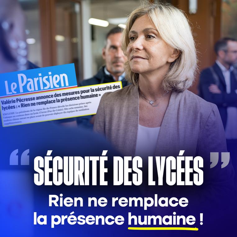 AdeBourrousse's tweet photo. Après l'attentat d'Arras, la Région @iledefrance agit pour la sécurité des lycées : @vpecresse annonce dans @le_Parisien le doublement du nombre de brigades régionales de sécurité, qui va passer de 50 agents à 100. https://t.co/stx3jrNwGc