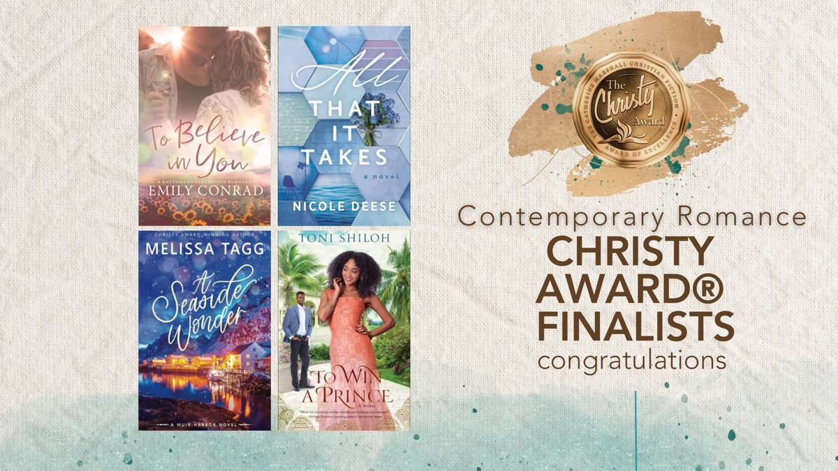It's a new week and we're back with a week of Christy Award finalist features! Presenting our Contemporary Romance finalists. Visit TheChristyAwards.com for our full list. We'll have more individual finalist features this week! 🥳 #thechristyaward #christyawards #readgoodbooks