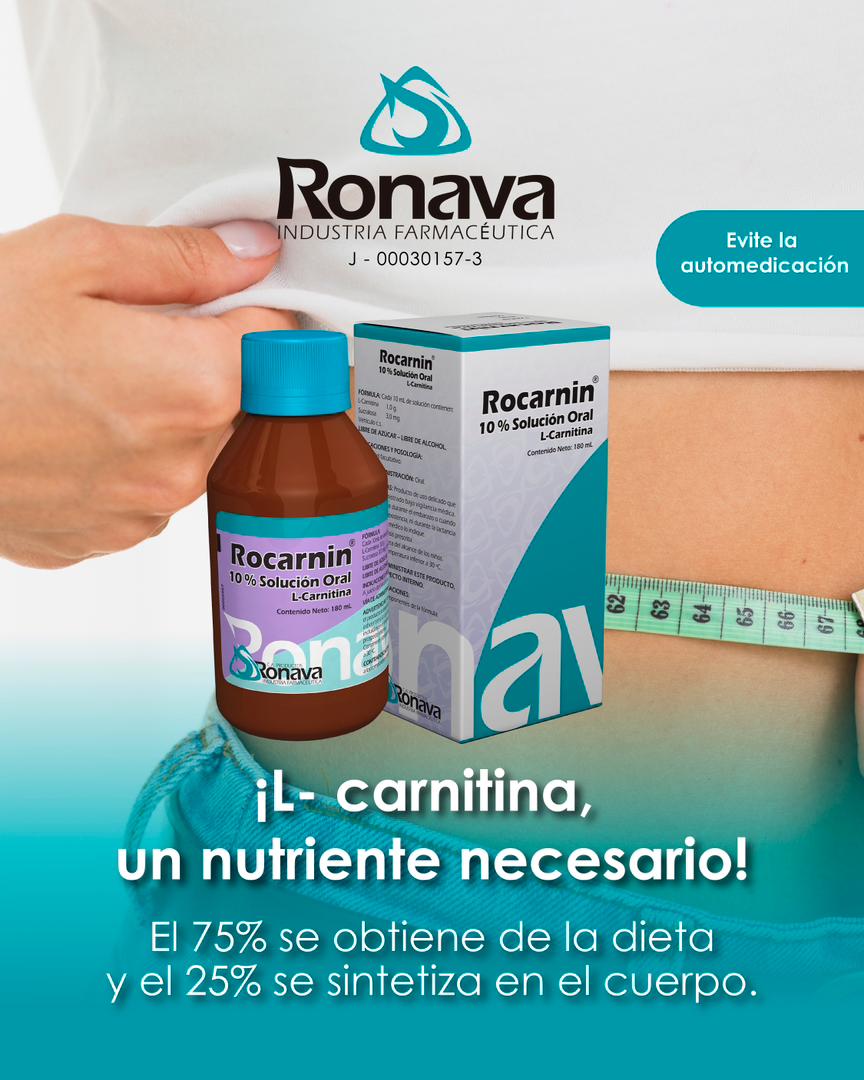 Rocarnin Fco. X 120 ml. Tratamiento de deficiencia primarias de L-carnitina.  Evite la automedicacin, consulte a su mdico. Rumbo a nuestro 70  aniversario! #16Oct #Lunes #DiaMundialdelaAlimentacion
