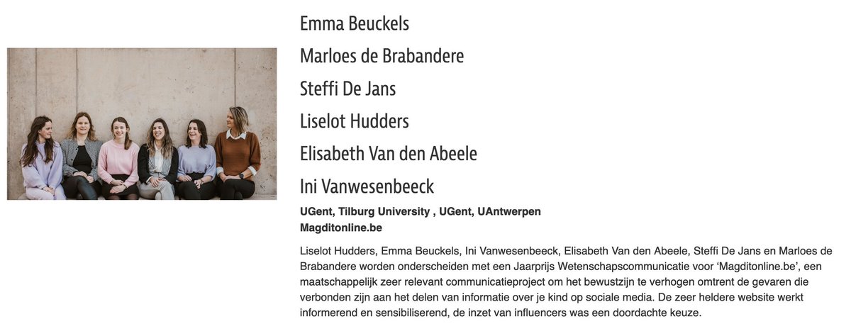 Inivanw's tweet image. Dankbaar en blij: wij ontvangen de Jaarprijs Wetenschapcommunicatie van
@_KVAB en @JongeAcademie 
voor onze website gericht aan (influencer) ouders. De stemming van de publieksprijs loopt nog. Stemmen en delen mag altijd 😉eoswetenschap.eu/publieksfavori…
@UGentComWet
@tilburgresearch