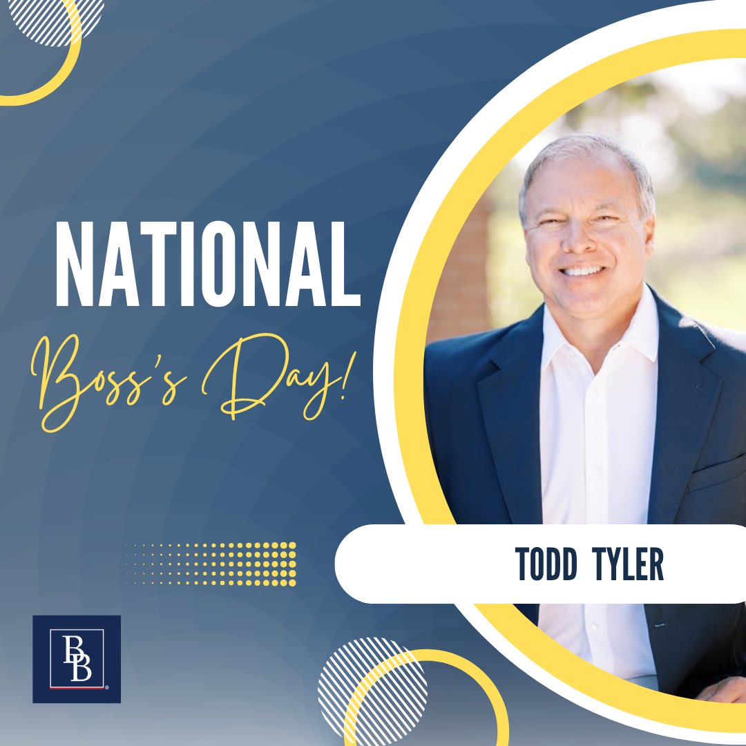 BBInsuranceSC's tweet photo. 🎉 Happy National Boss’s Day! 🎉

Meet our fearless leader, Todd Tyler! 💼 As our guiding force, he's the reason our team is always striving for excellence. 👔

Let's take a moment to appreciate all the amazing bosses out there, like Todd, who inspire us every day. 💪 https://t.co/AUiK176OlE