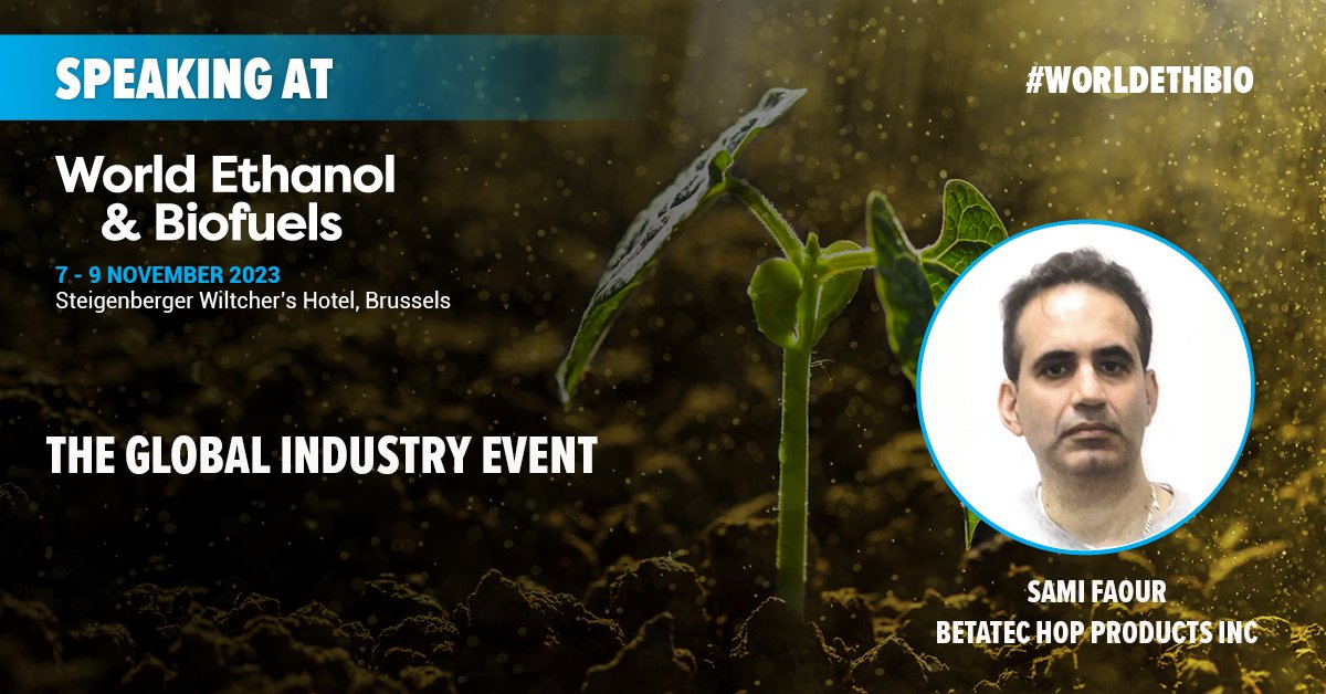 BetatecHops's tweet photo. Our Global Technical Director, Sami Faour, will be speaking at the #WorldEthbio conference next month. Catch his session on the power of #hopacids technology in #fermentation on 8th November.
For more info 👉 https://t.co/6aojxDO0xq
#worldethbio #biofuels #ethanol #hops https://t.co/whvjQGq5f2