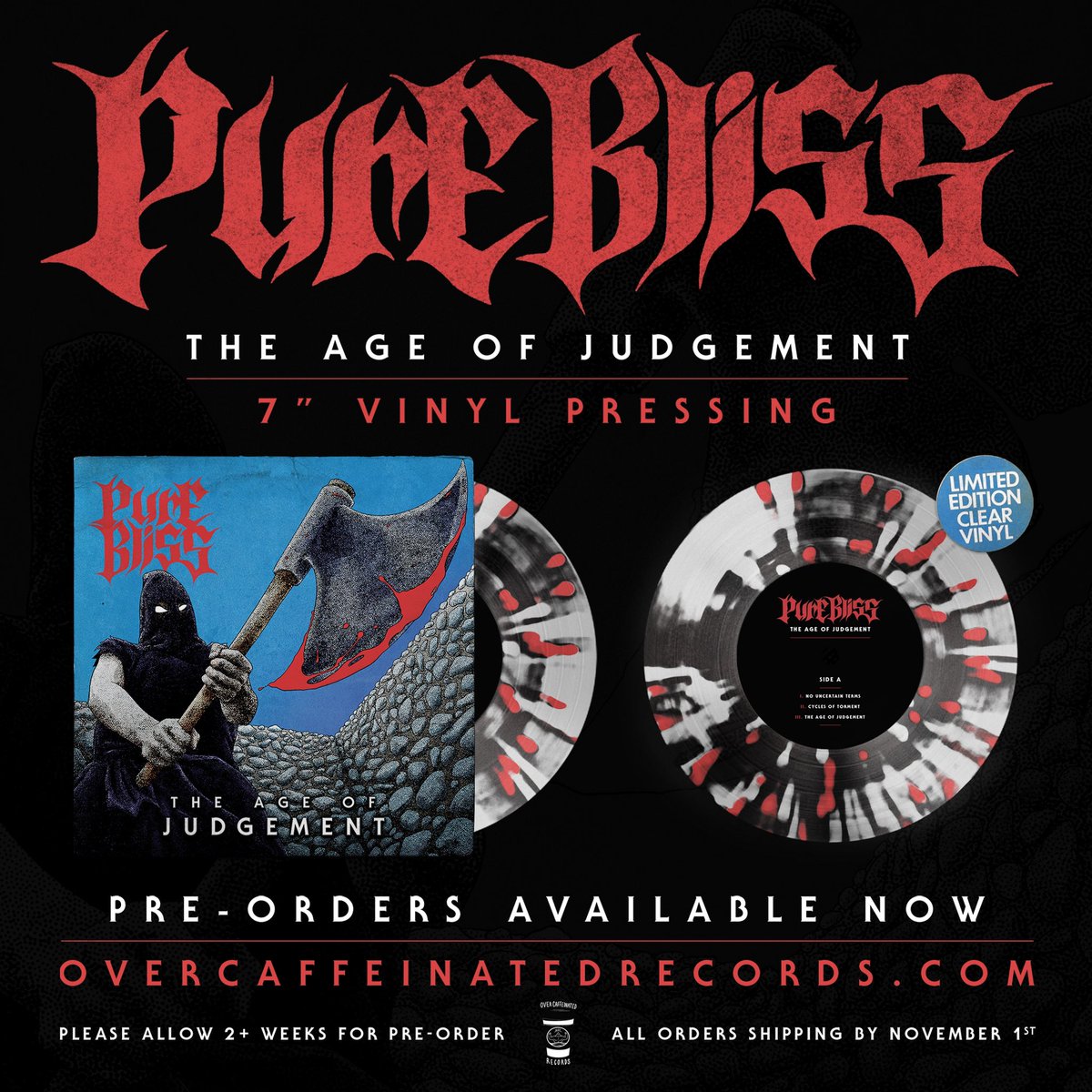 For the first time and very limited, The Age of Judgement is available on a sick clear 7” through Over Caffeinated Records. Link in our bio. Limited to 100 copies. All records ship by 11.1.