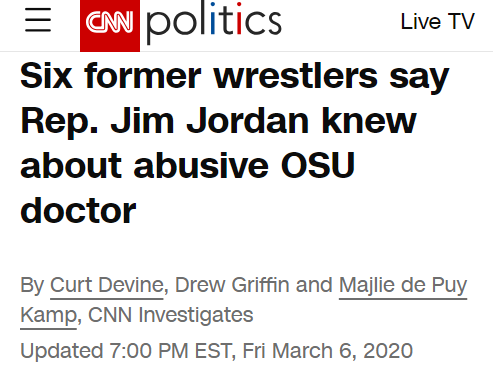 Fritschner's tweet image. Jim Jordan and the OSU abuse scandal:
- 177+ students abused over 20 years (Jordan was there for 7)
- 6+ alleged Jordan knew about it
- Their accusations are direct ("I told him") and under oath
- Jordan refused to cooperate with investigators
- Jordan is named in the lawsuit
