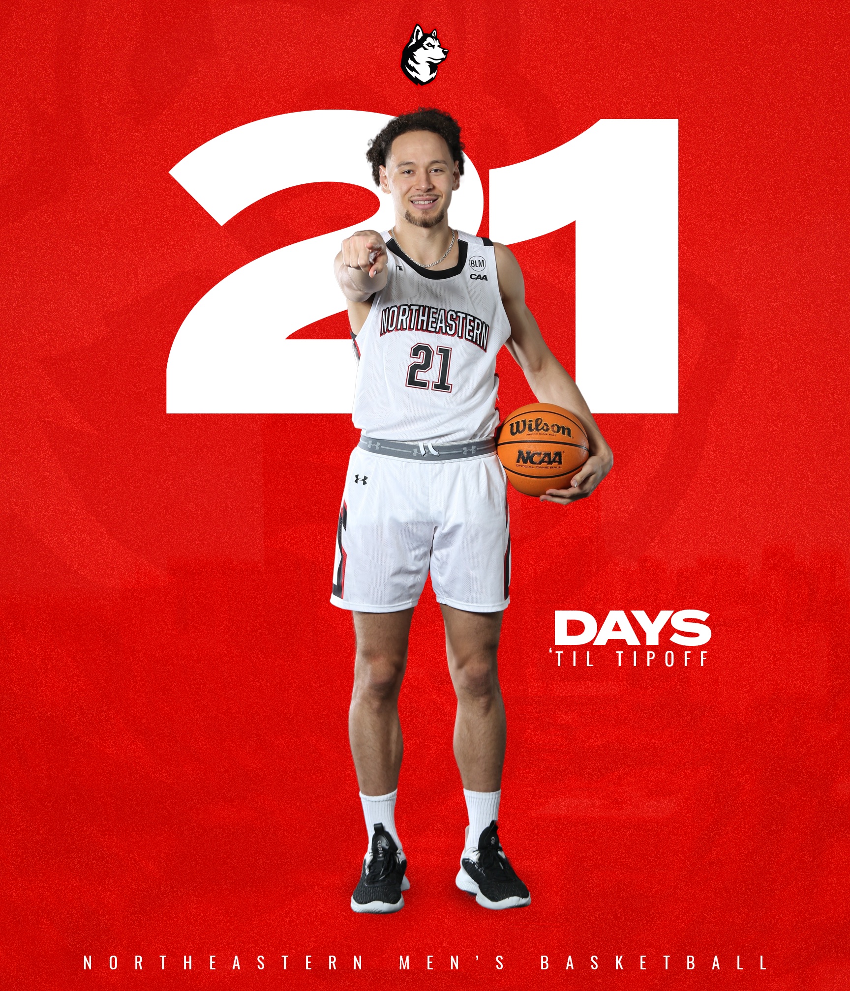 Men's Red Northeastern Huskies Basketball Jersey