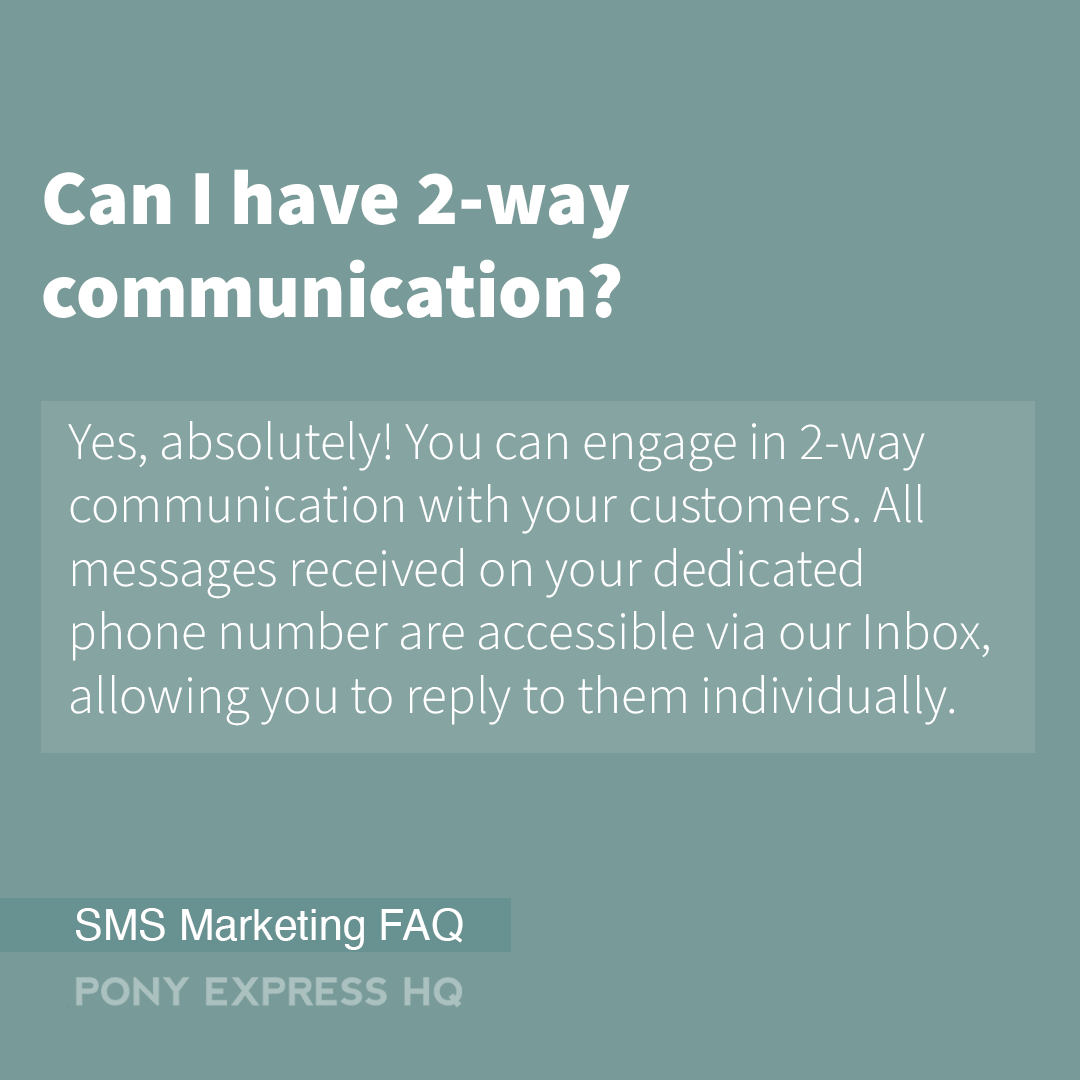 PonyExpresshq's tweet photo. SMS Marketing FAQ #4
-Can I have 2-way communication?
-Absolutely. 🤷‍♂️

🚀 Sign up for our mass texting service today: https://t.co/bL3hvwSft7

#SMSmarketing #smallbusiness #nonprofit #organization #communication #masstexting #tollfree #localnumber #Mondayvibes https://t.co/oaoqfUWq1I