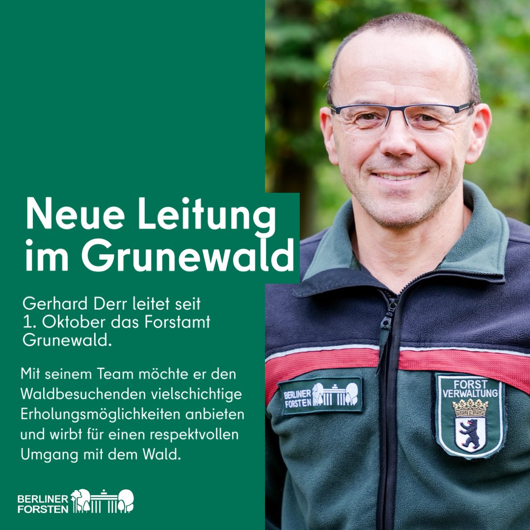 Gerhard Derr ist der neue Leiter des Forstamtes #Grunewald. Mit seinem Team möchte er den Waldbesuchenden vielschichtige Erholungsmöglichkeiten anbieten. Er wirbt für einen respektvollen Umgang mit dem Wald. #BerlinerForsten