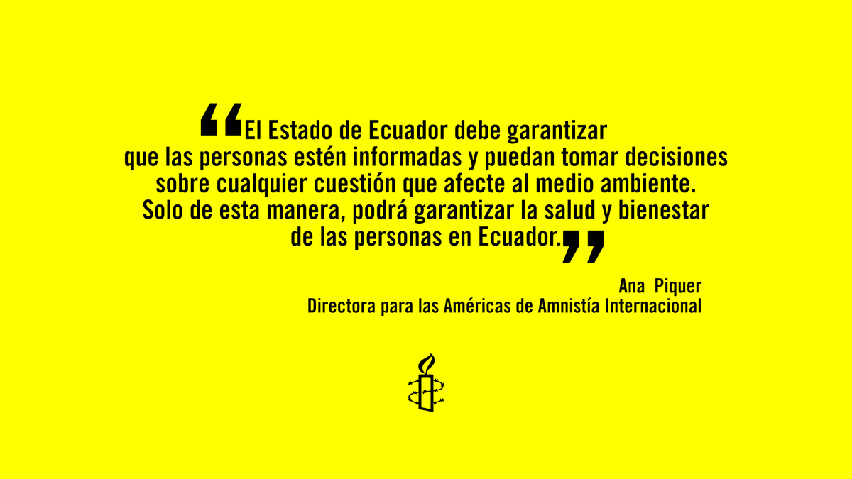 AmnistiaOnline's tweet photo. El Decreto 754, que reforma el Código Orgánico del Ambiente, es un riesgo para comunidades en todo #Ecuador. 

Si entra en vigor, iría en contra del #AcuerdoDeEscazú y socavaría el derecho a la participación pública en asuntos ambientales. https://t.co/xneDHdqWLK