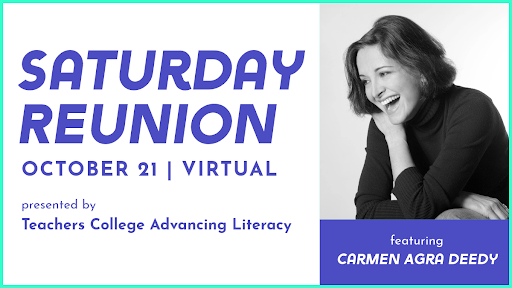 We can't wait to host you! #TC #TCAdvLit Oct 21, all day, FREE workshops in #Literacy Carmen is our opening keynote. Maryanne Wolf is our closing keynote. See you all there!

readingandwritingproject.org/events/october…

#Education #reading #writing  #kidlit #readers #writers #teachers #teacherlife