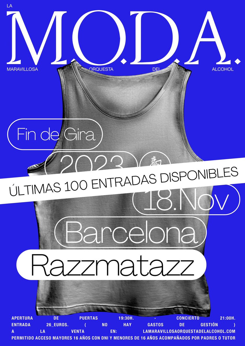 Barcelona!! 

Últimas 100 entradas disponibles para nuestro concierto del 18 de noviembre en <a href="/RazzmatazzClubs/">RazzmatazzClubs</a> 🙌🏼🔥

lamaravillosaorquestadelalcohol.com/conciertos/bar…