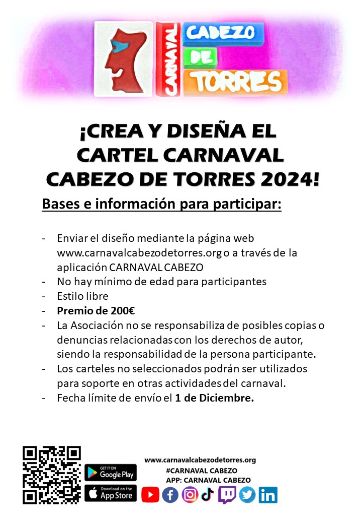 Ya puedes enviarnos tu propuesta de cartel 2024! carnavalcabezodetorres.org
#carnavalcabezodetorres