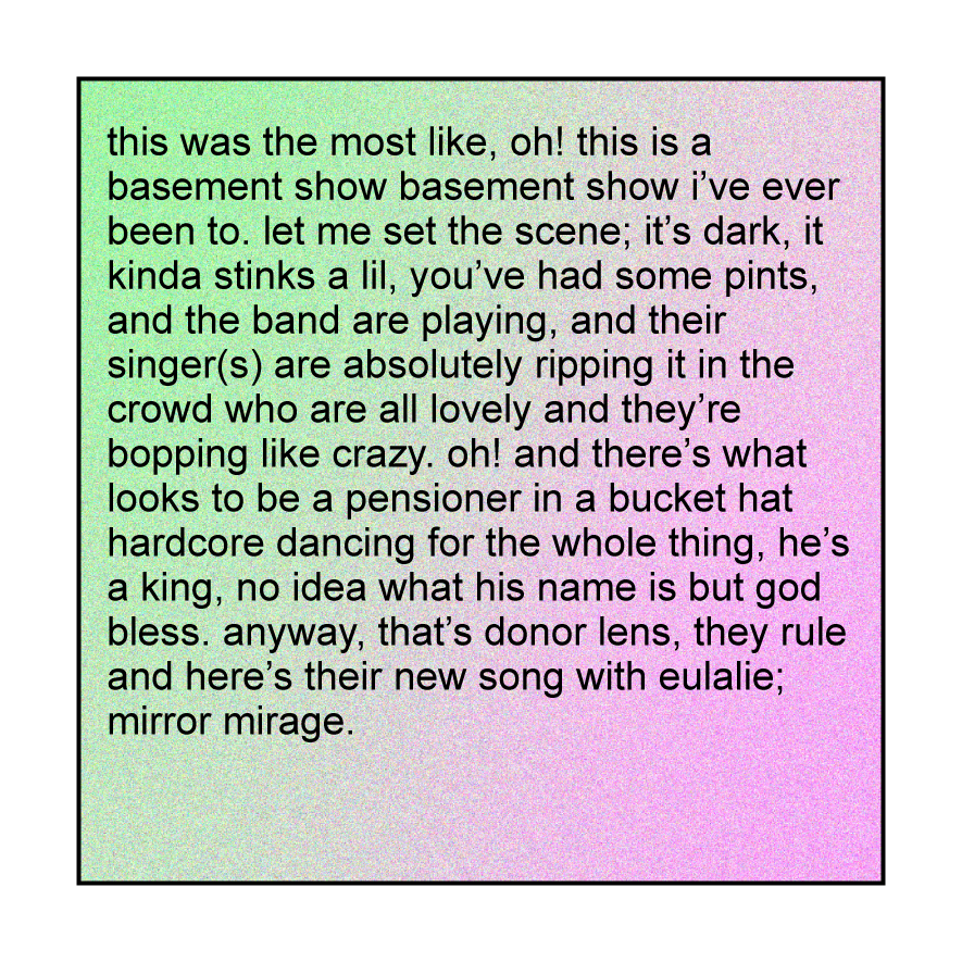 SingleReview's tweet image. new review!

@Donor_Lens feat @eeulaliee /// mirror mirage

dropping 2morrow :)

subscribe to read: asinglesongreview.com/subscribe