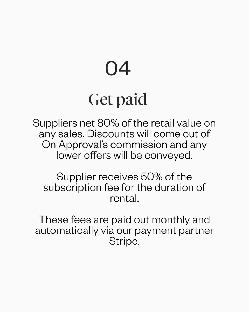 On Approval (@on_approval_art) on Twitter photo On Approval represents a new platform for generating revenue, expanding your collector base, and facilitating private sales.
Contact hello@onapproval.com to discover more about our Supplier program. On Approval represents a new platform for generating revenue, expanding your collector base, and facilitating private sales.
Contact hello@onapproval.com to discover more about our Supplier program.
