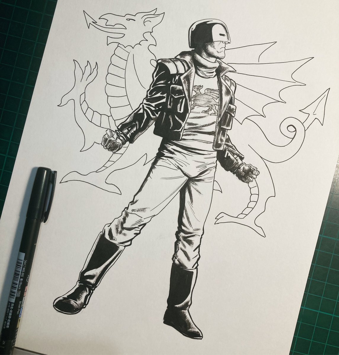 I haven’t had the time for any Inktober type sketches this year but hoping to manage to draw a few new characters when I can. First up, Red Dragon 🏴󠁧󠁢󠁷󠁬󠁳󠁿 from 2000ads Zenith!