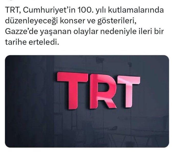 onnturkiye's tweet photo. ■TRT, Cumhuriyetin 100. yıl özel etkinliklerini "Gazze'deki insanlık dramı" nedeniyle ertelediğini duyurdu.  

■Zaten kutlama yapmamak için  bahane ararsınız her Milli Bayramlarımızda, ama Türkün 100. Yılında bunu yapmanız gerçek yüzünüzü göstermiştir...

■Cumhuriyet, 100 sene İngilizler ile işbirliği yapan, emperyalist güçlerin boyunduruğuna giren bu kavimle de verilen mücadelenin sonucunda ortaya çıkmadı mı?

■Binlerce Türk askeri Peygamber"in topraklarını kâfirlere teslim etmemek için o topraklarda gözleri oyulup karınları deşilip şehit edilirken, Arap Bedevileri İngiliz’den, Fransız’dan alacakları altının hesabını yapmadı mı?

■Hz. Peygamberin torunu olduğunu söyleyen çöl Bedevîleri, Peygamber"in doğduğu toprakları İngiliz altınları karşılığında kâfirlere peşkeş çekerken;
Mondros Mütarekesinden sonra teslim olmayan Medine"yi 72 gün daha savunan Türk kumandanı

■ “Türk Kaplanı” “Çöl Kaplanı” adı ile anılan Fahrettin paşaya damı saygınız kalmadı?

■Hani Osmanlıcısınız ya siz? Hangi Osmanlısınız bu da tartışşılır zaten, biz biliyoruz sizin hangi Osmanlıyı özlediğinizi ama mankurtlar bilmiyor maalesef!

✅Hangi Arap ülkesi Türkiye’de terör saldırılarından ötürü herhangi bir kutlamasını iptal etti?

✅Hiçbir konuda birleşmeyen ama Türk düşmanlığında birleşen Araplar'ın Türk düşmanlığı aşılayan 2016 Ramazanında yayınlanan ve Selçukluları Türkleri aşağılayan ırkçı dizilerinden demi haberiniz yok, yoksa sizde mi onlardansınız!?

✅1. Dünya Savaşı sırası Yemen'e ve Kanal cephesine personel-cephane taşıyan Osmanlı ordu trenine Arabistanlı Lawrence ile saldıran ve pusuya düşürülen Trenimizin, bu tuzağı kuran Arapların torunlarının bugün ülkelerine gelen turistlere bu pusuyu bir gösteri olarak sergilelerken utanmıyorlar da, benim kanla yazdığım tarihimi kutlamamdan siz neden utanıyorsunuz?

@TRTKurumsal