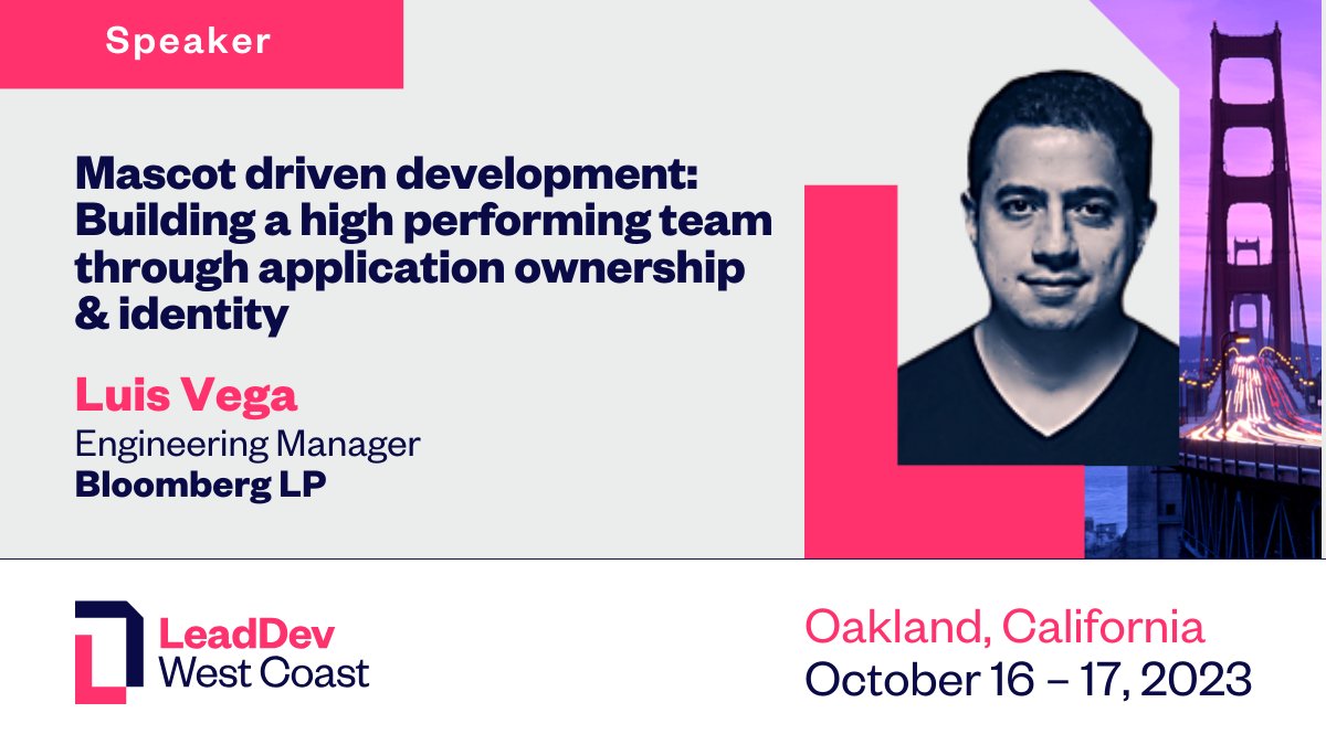 LeadDev (@theleaddev) on Twitter photo We're back from lunch at #LeadDevWestCoast with Luis Vega - <a href="/luisalejovega/">Luis Alejandro Vega</a> and his talk on 'Mascot-driven development: Building a high performing through application ownership and identity.' We're back from lunch at #LeadDevWestCoast with Luis Vega - <a href="/luisalejovega/">Luis Alejandro Vega</a> and his talk on 'Mascot-driven development: Building a high performing through application ownership and identity.'