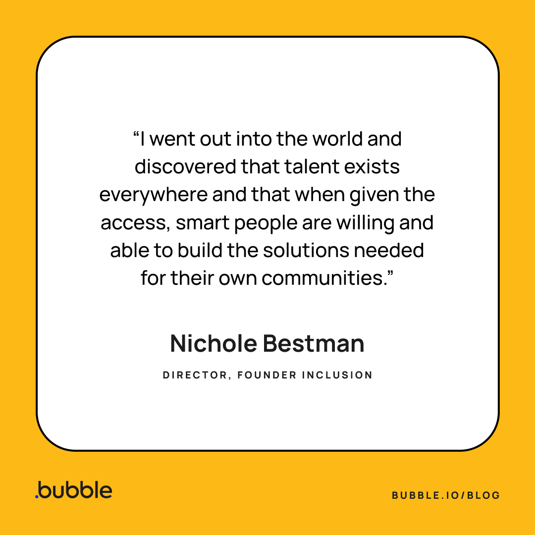 bubble's tweet photo. Immerse Director @NikkyBest found her way to Bubble by way of celebrity brands, Liberian ports, and plenty of curiosity.

Read her story below &amp; be sure to catch Nichole moderating Bubble’s first live Immerse Demo Day at #BubbleCon2023 next week!

🔗 https://t.co/savuX4a7w2 https://t.co/UzpowOXPV6