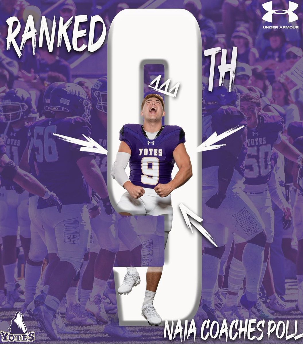 Excited to rise to Number 9 in the latest NAIA Coaches Poll! Sets up for a great Top 10 matchup this weekend! #YoteSteel