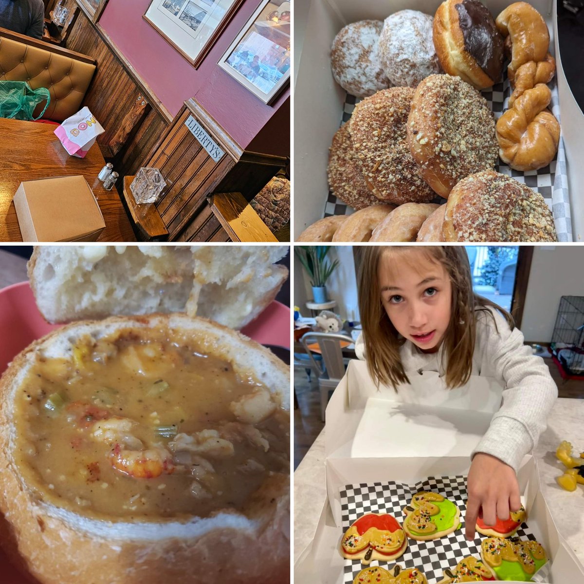 Mom, which cookie is mine? Bread Bowl Season is upon us, Boxes of Treats Start any day right, and Keeping it local while enjoying your treats @libertysrestaurant for the Arts Festival 🎨  #mnbestdonuts #mnbestbakery #bestriverroadbakery #tcltop5mnbakery #hometownpride #redwingmn