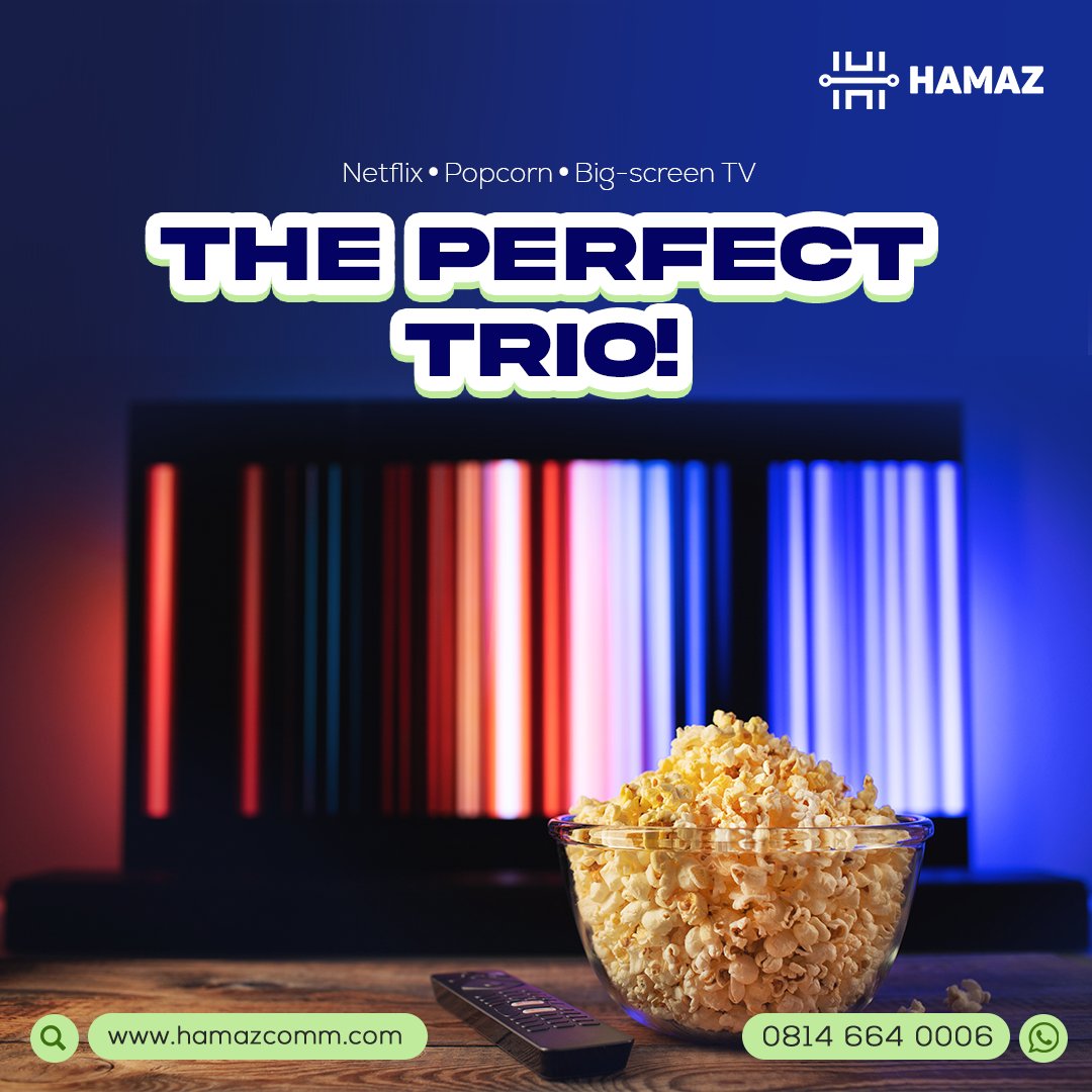 Discover the true meaning of binge-watching. 📺  – because Netflix is just better on larger screens.  

Get large TV screens at Hamaz stores. Simply call 08032032099 / WhatsApp - 08146640006 to order.

#netflixandchill #netflix #chill #bingewatching  #Bitcoin #hamazcomms