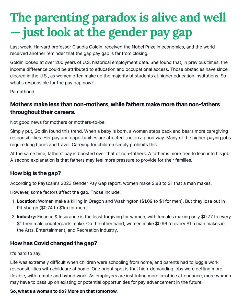 The Nobel prize in economics was awarded for confirming something many of us knew but we need to keep hearing. Why is there still a gender pay gap?
#Finance #genderpaygap #ship30for30