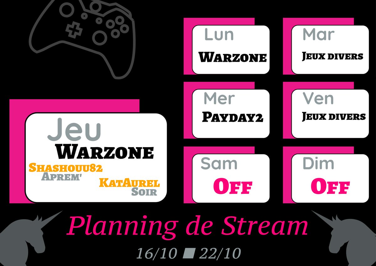 XNaNa59's tweet photo. NOuvelle semaine de stream ! Planning soft 😊😉 
#planningdestreams #LIVESTREAM https://t.co/DI3aTkumYx