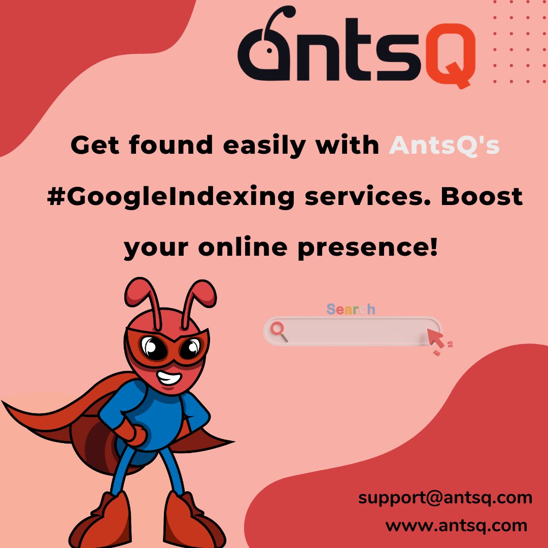 antsq4smm's tweet image. Get found easily with AntsQ&apos;s #GoogleIndexing services. Boost your online presence!

 #AntsQ #GoogleIndexing #BoostOnlinePresence #Ranking #SearchEngineOptimization #SEO #ContentMarketing #MarketingStrategy #OnlineMarketing #OrganicTraffic #SearchEngineMarketing