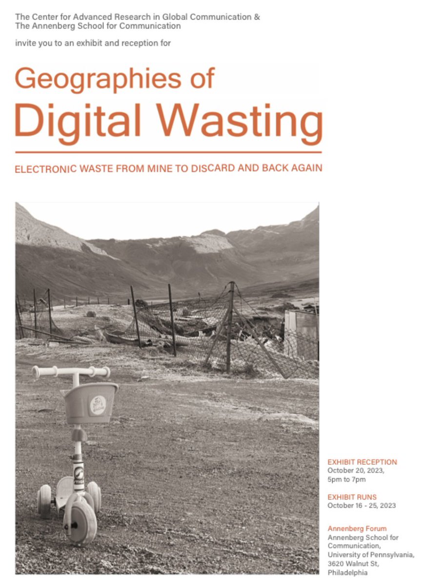 Folks in or coming to Philly in the next 2 weeks - come see our show!

This exhibit showcases findings from a 2.5yr research project tracing the global flows of digital wasting from mining, manufacturing, operations, to discard.