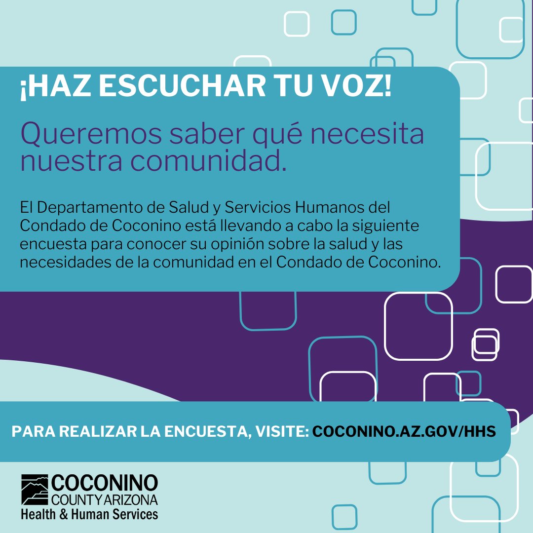 CCHHS is conducting the following survey to get your opinion about community health and needs in Coconino County: bit.ly/46BBvyM 

The results of this survey will be used to identify the most pressing concerns and where we should focus our work through community action.