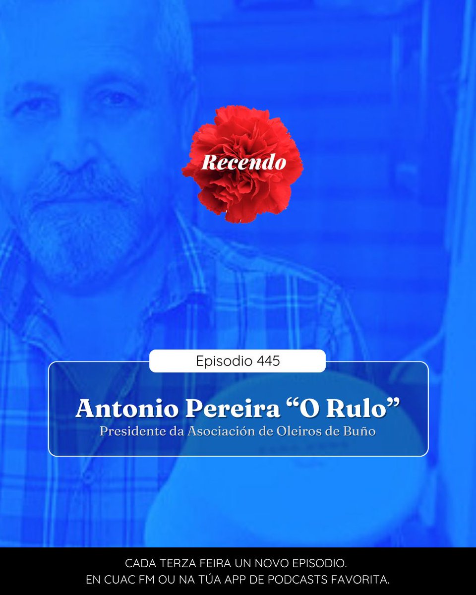 No episiodio 445 falamos con Antonio Pereira “O Rulo”, presidente da Asociación de
Oleiros de #Buño. Antonio falaranos do vello oficio dos oleiros e do conflicto que teñen co concello de #Malpica.

Non perdas este #Recendo!

🎯 O podcast en: cuacfm.org/radioco/progra…