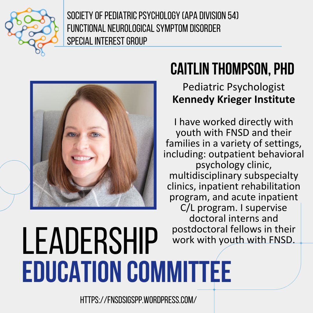 SPP Functional Neurological Symptom Disorder SIG (@spp_fnsd) on Twitter photo We're back again with another #MemberMonday. This week, we're introducing our Education Committee leaders, Devin McNulty, PhD & Caitlin Thompson, PhD. They've organized & hosted a quarterly webinar series that has been a resounding success! #ThisIsPedPsych <a href="/SPPDiv54/">Society of Pediatric Psychology</a> #FND #FNSD We're back again with another #MemberMonday. This week, we're introducing our Education Committee leaders, Devin McNulty, PhD & Caitlin Thompson, PhD. They've organized & hosted a quarterly webinar series that has been a resounding success! #ThisIsPedPsych <a href="/SPPDiv54/">Society of Pediatric Psychology</a> #FND #FNSD
