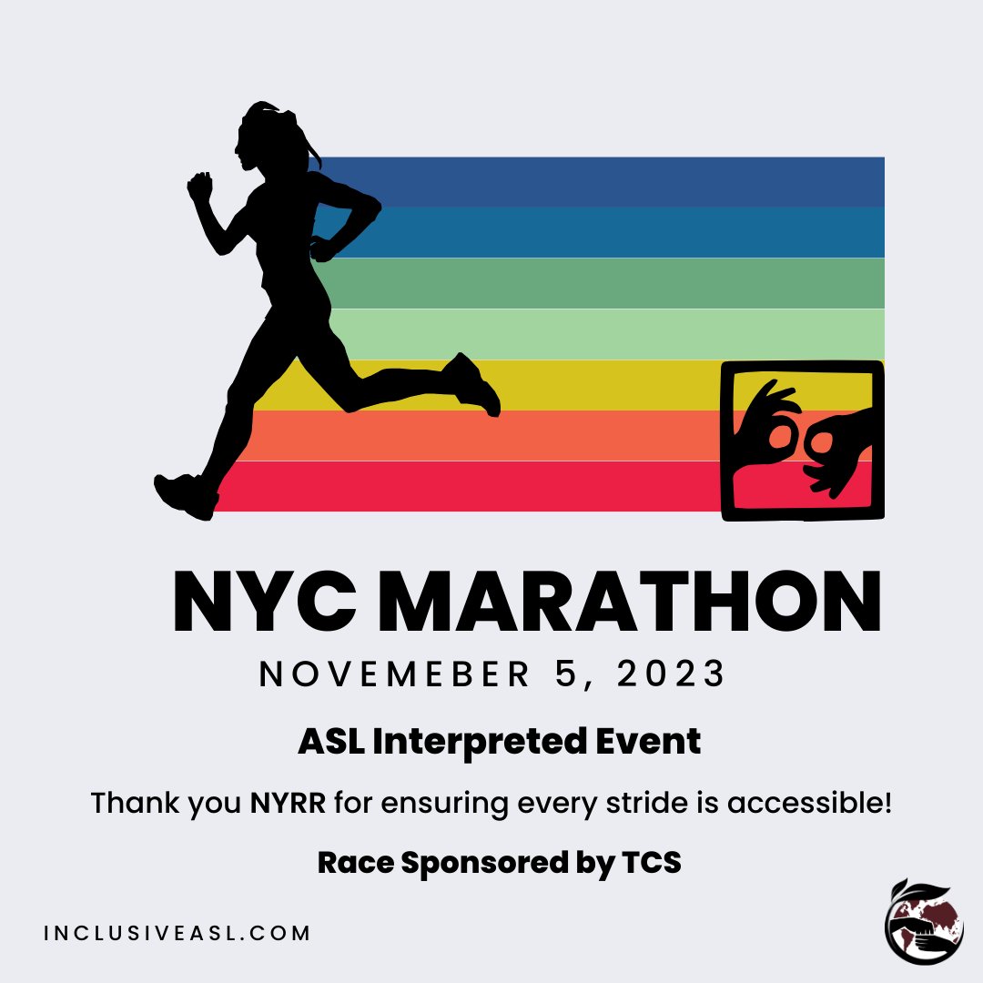 Are you ready to run? 🏃‍♂️🏃‍♀️ Our inclusive interpreter team will be at the NYC Marathon on November 5th. Stay tuned for more details coming soon! In the meantime, check out @NYRR for updates.
#TCSNYCMarathon2023 #NYCMarathon2023
#DeafRunner