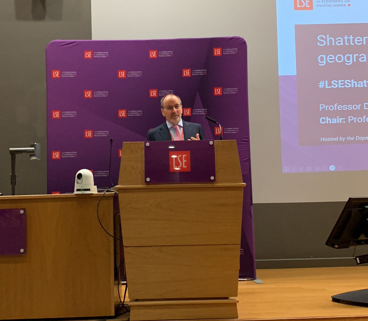 CanadaBlanchLSE's tweet photo. Our Director, Prof. Andres Rodriguez-Pose @rodriguez_pose from @LSEGeography introduces Prof. Dorling @dannydorling, academic who has shaped our understanding and interpretation of geography, maps and its limits #LSEShatteredNation https://t.co/0EQ2jbXSJS