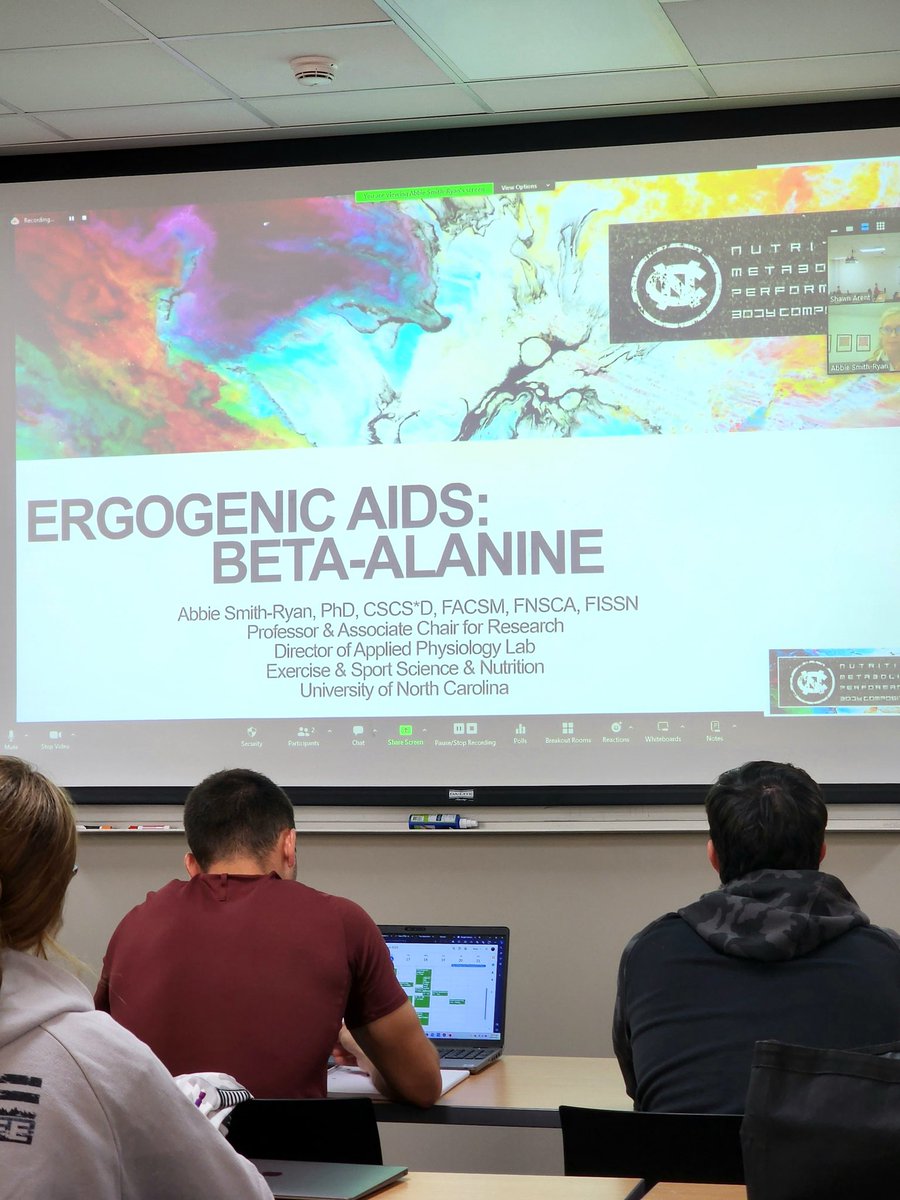 Any day where I get to see @asmithryan is a good day! Even if it's virtual. Thanks for the outstanding lecture on beta-alanine for my graduate Ergogenic Aids class! Great Q&A, too! @UofSCExSci @UofSCSportSci