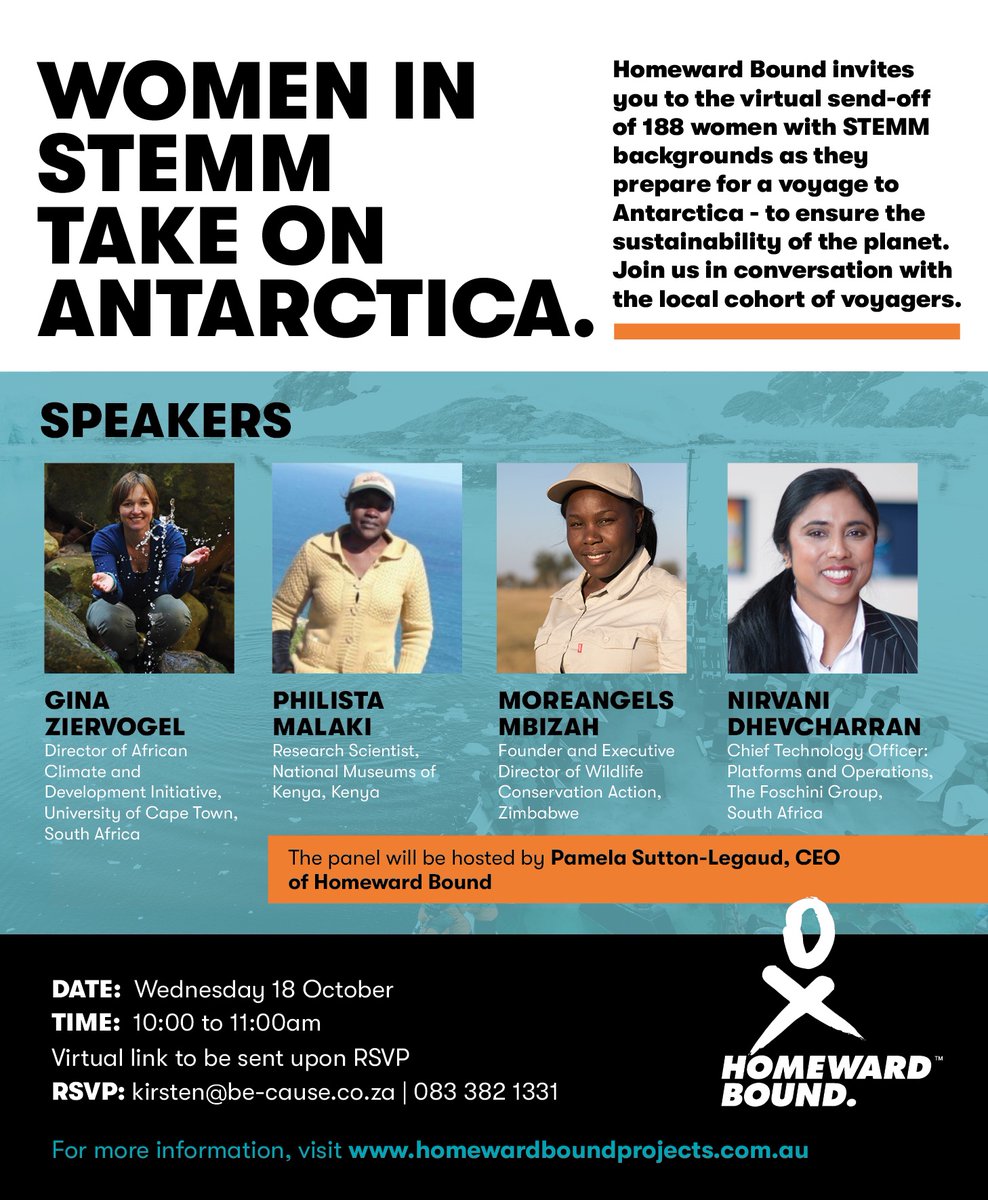 In 3 weeks I head to #Antarctica - a dream come true - on a boat with 100 women in science grappling with leadership for sustainability

Join us Weds 10am to hear about the African contingent that will travel <a href="/ACDI_UCT/">African Climate & Development Initiative</a> <a href="/MARIS_UCT/">UCT MARIS</a> <a href="/UCT_news/">UCT</a> <a href="/HomewardBound16/">Homeward Bound</a> <a href="/Antarcticlegacy/">antarcticlegacy@sun.ac.za</a>