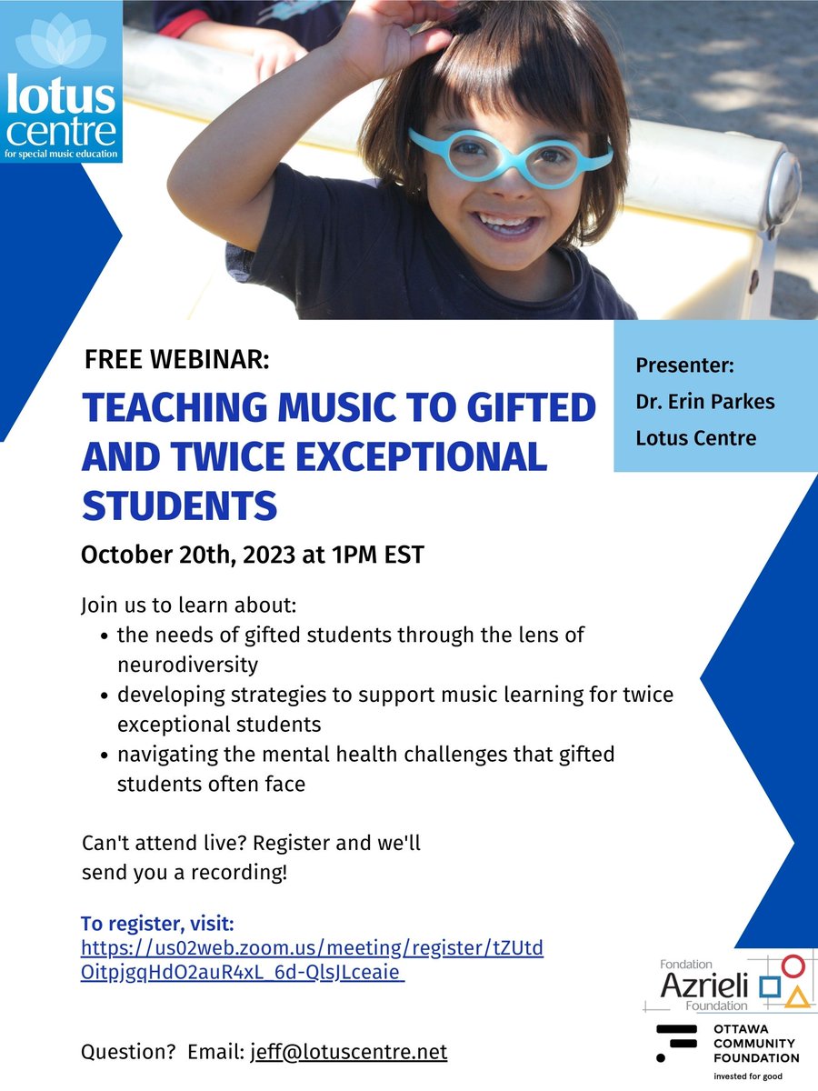 🎵A fantastic and free webinar is coming up on teaching music to gifted and twice exceptional students on October 20th! 🎵
To register, visit:
us02web.zoom.us/meeting/regist…