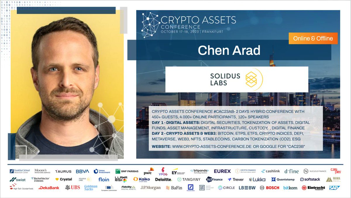 Solidus Labs is heading to Crypto Assets Conference on October 17-18! Our  very own @AradChen will be speaking, diving deep into creating safer crypto  trading environments. Use code “Bitcoin23_Partner” for free streaming