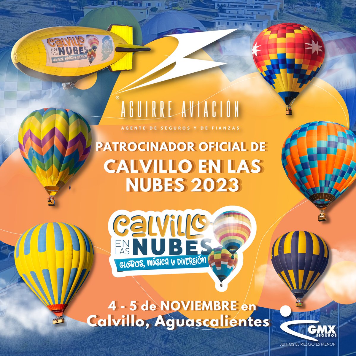 AguirreAviacion's tweet photo. ¡Un año más como patrocinadores de Calvillo en las Nubes 2023! Los invitamos a ser parte de esta tercera edición del festival que llenará de color a este pueblo mágico.
Una aventura segura gracias a Aguirre Aviación y @GMXSeguros.
#CalvilloEnLasNubes #Calvillo #PuebloMágico https://t.co/0fqOhGbqKT