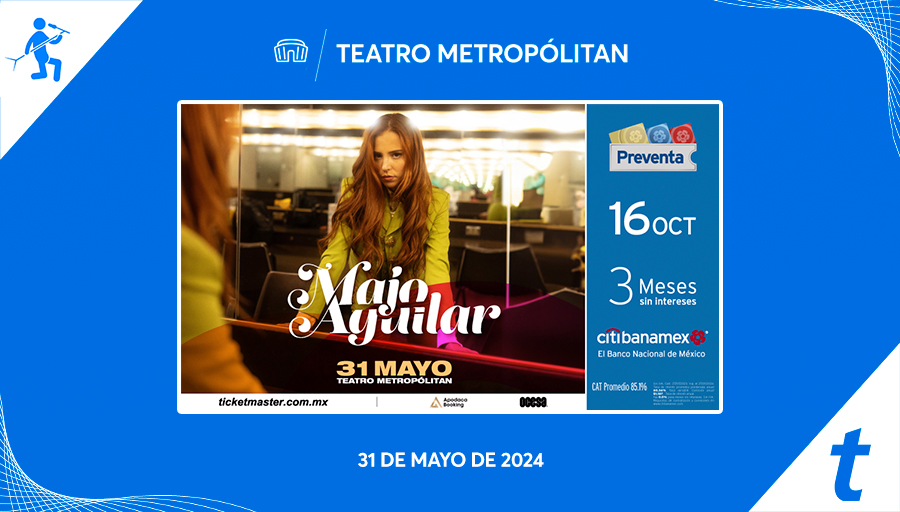 🇲🇽🔥 Ya inició la #PreventaCitibanamex para cantar los mejores temas del regional mexicano con #MajoAguilar el 31 de mayo de 2024 en el #TeatroMetropólitan 🤠❤️✨

Compra aquí tus 💺💺 desde tu celular 👇
tkmx.link/MajoAguilar_Tm