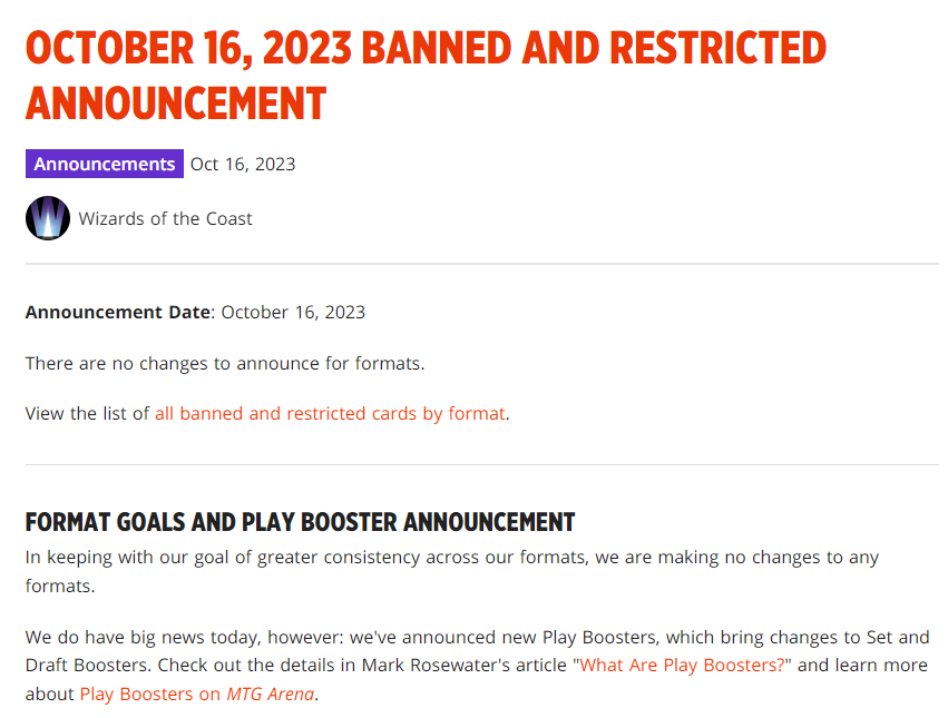 GiglioMTG's tweet image. Maybe Magic just isn't being made for me anymore. Our B&amp;amp;R announcements are now being used as advertisements for products. No evaluation of the health of formats, no "were watching x card", no acknowledgment of community complaints, just nothing.

I think I'm out for a while.