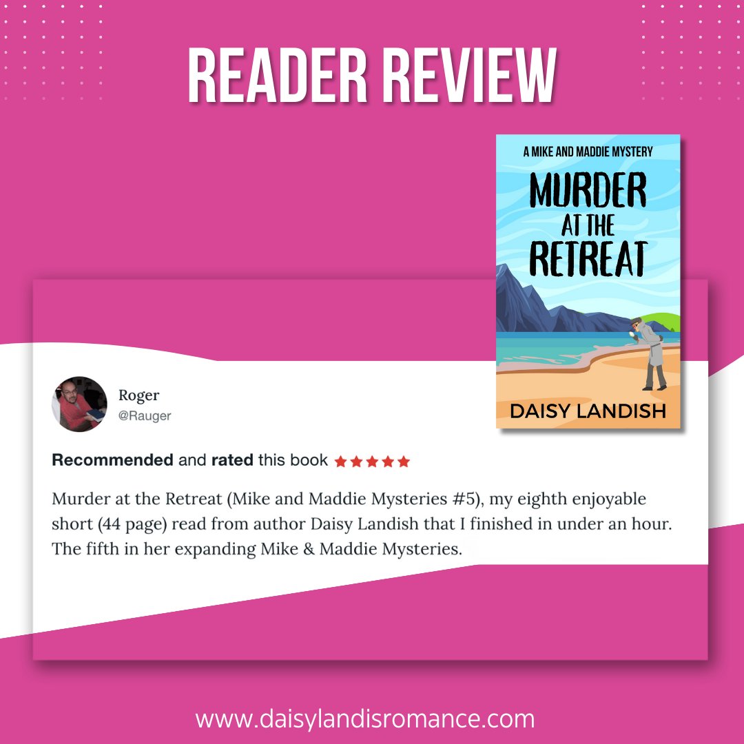 Thanks for the review!
Murder at the Retreat (Mike and Maddie Mysteries, Book 5)
amazon.com/dp/B0CJ882NVM

#cozymystery #cozymysterybooks  #cozies #cozy #cozymysteryreader 
#mysteryseries #kindle #cosymysteries #sleuth #detective #sleuthers #amateursleuth
