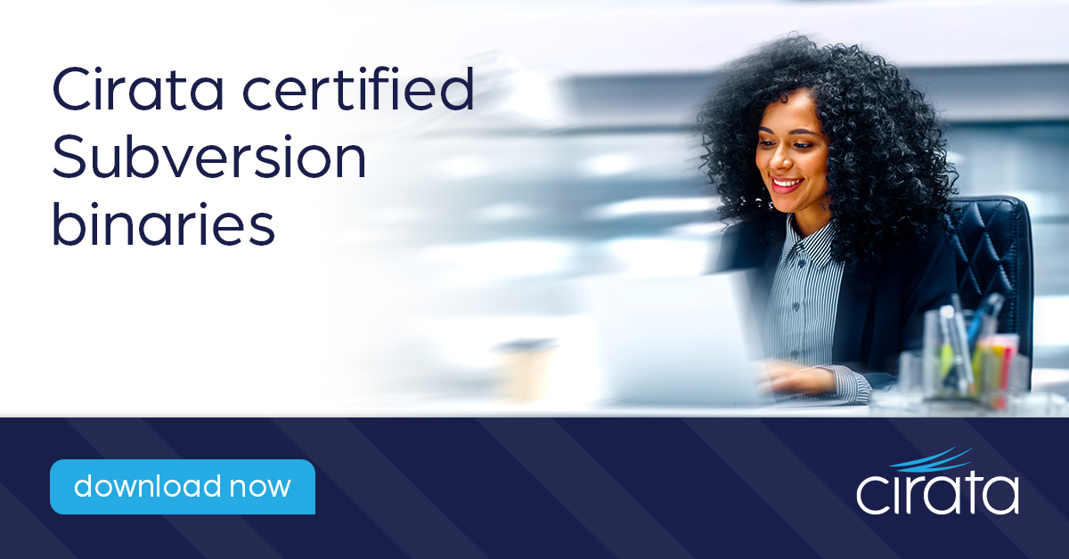 CirataData's tweet image. Does the SVN version you are using have the latest security fixes?

Stay up-to-date with Cirata’s fully tested and certified Subversion Binaries.
Free to download. Click below for access.

okt.to/bU2iSy 

#SourceCodeManagement #DevOps