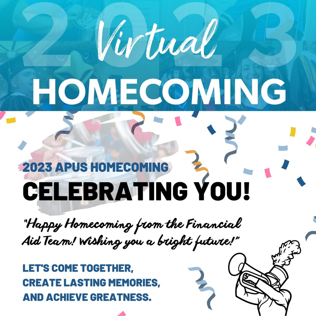 Virtual Homecoming greetings from the Financial Aid Team! #APUCometogether #AMUComeTogether!