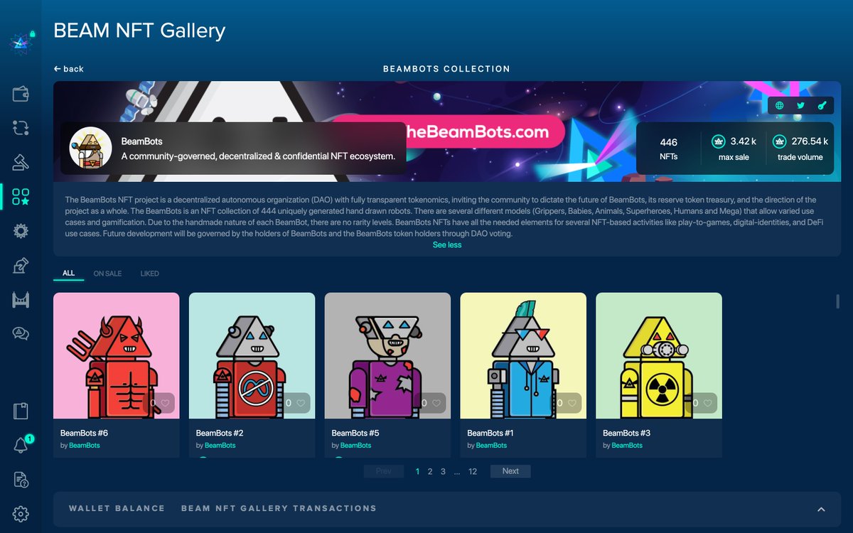 beamprivacy's tweet photo. #BeamDidYouKnow

🖼️The #NFT Gallery is located in the #dApp Store preinstalled on all Beam Wallets.

🔒Store and trade #NFTs the private-by-default way, from the comfort of your #Web3 wallet.

🤖The NFT collection below features the @thebeambots, 444 unique hand drawn robots. https://t.co/u1TufhnX6V