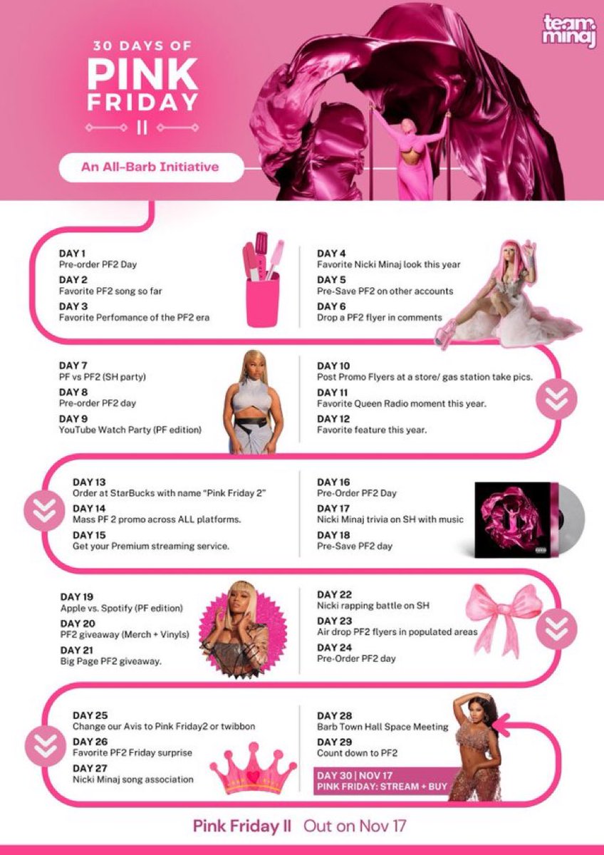 #30DaysOfPF2 starts tomorrow, get ready to celebrate <a href="/NICKIMINAJ/">Nicki Minaj</a>'s New Album "Pink Friday 2"!