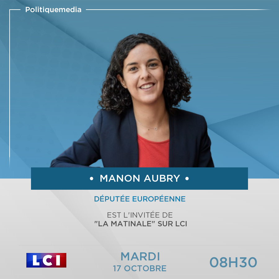 .<a href="/ManonAubryFr/">Manon Aubry</a> sera, demain mardi 17 octobre à 08:30, l'invitée de "La matinale" sur LCI politiquemedia.com/invites-politi…