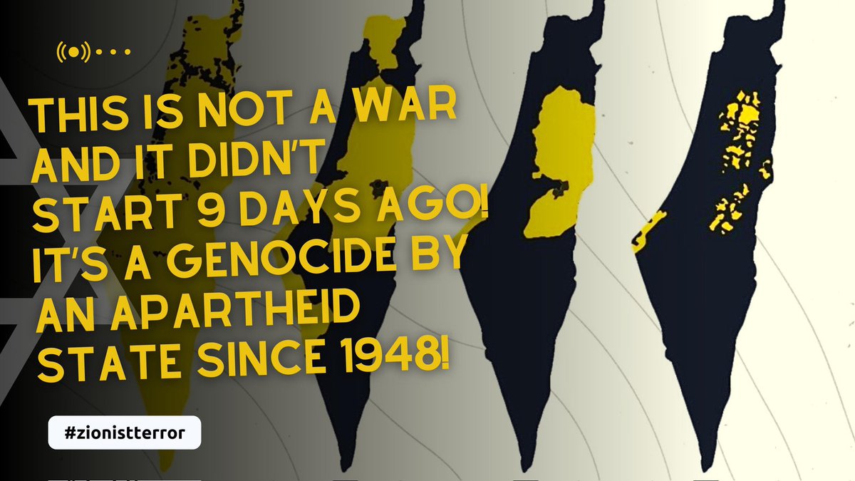 This is not a war and it didn’t start 9 days ago. It is a genocide by an apartheid state from 1948! #zionistterror