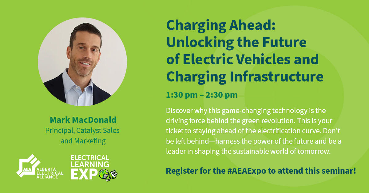 On October 25, join Mark MacDonald (Catalyst Sales and Marketing) to dive into the opportunities EV charging infrastructure plays in the electrical industry. 🔋

🔌🌎 Register for the #AEAExpo and sign up for seminars today! ↓ ↓

loom.ly/LUPbx0o