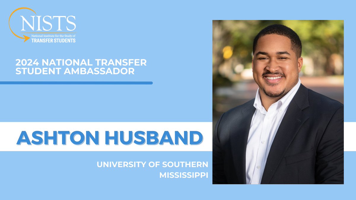NISTS (@transfertweet) on Twitter photo Introducing Ashton Husband, our first 2024 Transfer Student Ambassador. Ashton began his journey at Mississippi Gulf Coast CC and is a senior at USM. Ashton shares, “Although your time is short, wherever you may transfer to, you can still make a difference.” <a href="/MGCCC/">Mississippi Gulf Coast Community College</a> <a href="/SouthernMiss/">Southern Miss</a> Introducing Ashton Husband, our first 2024 Transfer Student Ambassador. Ashton began his journey at Mississippi Gulf Coast CC and is a senior at USM. Ashton shares, “Although your time is short, wherever you may transfer to, you can still make a difference.” <a href="/MGCCC/">Mississippi Gulf Coast Community College</a> <a href="/SouthernMiss/">Southern Miss</a>